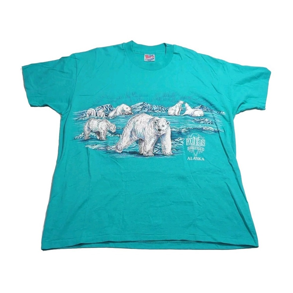 Vintage Alaska Polar Bear Shirt Men's X-Large Blue Single Stitch 1996
